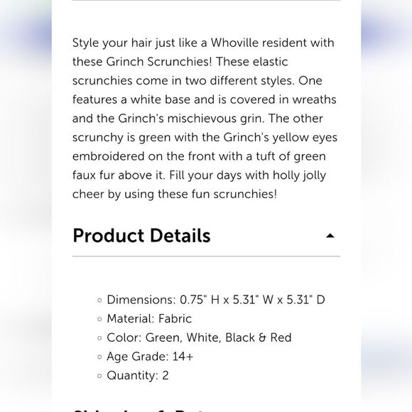 The Grinch Christmas 2024 Hair Scrunchie Set - Picture 4 of 6